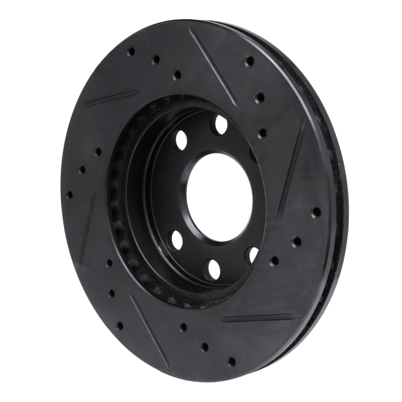 Chevrolet SPARK Brake Rotor (1) - Front Left - R1 Concepts - Drilled & Slotted - Black - `88-`20